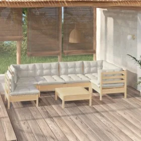 Gartenmöbel 7 Stück Kissen aus cremefarbenem Kiefernholz von vidaXL, Gartensets - Ref: Foro24-3096424, Preis: 519,27 €, Rabat...