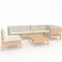 Gartenmöbel 7 Stück Kissen aus cremefarbenem Kiefernholz von vidaXL, Gartensets - Ref: Foro24-3096424, Preis: 545,88 €, Rabat...