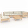 Gartenmöbel 7 Stück Kissen aus cremefarbenem Kiefernholz von vidaXL, Gartensets - Ref: Foro24-3096424, Preis: 553,50 €, Rabat...