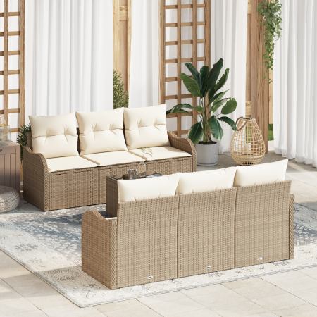 Conjunto de Sofás de Jardín de 7 Piezas con Cojines Beige de
