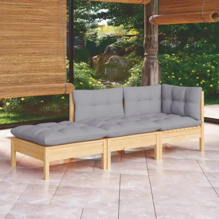 3-teiliges Gartenmöbel-Set mit Kissen aus massivem Kiefernholz von vidaXL, Gartensets - Ref: Foro24-3096279, Preis: 208,01 €,...