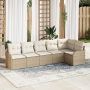 Set de Sofás para Jardín de 6 Piezas con Cojines Beige Ratán