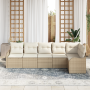 Set de Sofás para Jardín de 6 Piezas con Cojines Beige Ratán