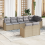 Conjunto de Sofá de Jardín de 8 Piezas con Cojines Beige Ratán