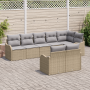 Conjunto de Sofá de Jardín de 8 Piezas con Cojines Beige Ratán