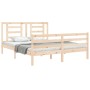 Bed frame with solid wood headboard 160x200 cm by vidaXL, Beds and slatted bases - Ref: Foro24-3194711, Price: 137,35 €, Disc...