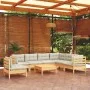 Garden furniture set 8 pieces with solid pine wood cream cushions by vidaXL, Garden sets - Ref: Foro24-3096725, Price: 608,70...