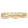 Gartenmöbel 8 tlg. und Kissen Kiefer Massivholz creme von vidaXL, Gartensets - Ref: Foro24-3096725, Preis: 640,78 €, Rabatt: %
