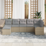 Conjunto de Sofás de Jardín de 7 Piezas con Almohadas Beige