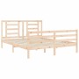 Bed frame with solid wood headboard 160x200 cm by vidaXL, Beds and slatted bases - Ref: Foro24-3194711, Price: 137,35 €, Disc...