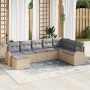 Conjunto de Sofá de Jardín de 8 Piezas con Cojines Beige Ratán