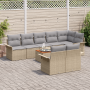 Conjunto de Sofás de Jardín de 9 Piezas con Cojines Beige