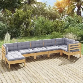 Garden furniture set 7 pieces and cushions solid pine wood by vidaXL, Garden sets - Ref: Foro24-3096549, Price: 508,14 €, Dis...