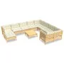 Muebles de jardín 11 pzas y cojines madera de pino crema de vidaXL, Conjuntos de jardín - Ref: Foro24-3097037, Precio: 910,77...
