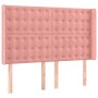 Cama box spring colchón y LED terciopelo rosa 140x200 cm