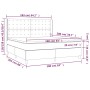 Cama box spring colchón y LED terciopelo gris claro 160x200 cm