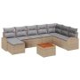 Conjunto de Sofá de Jardín de 9 Piezas con Cojines Beige