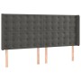 Cama box spring colchón y LED terciopelo gris oscuro 160x200 cm