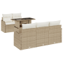 Conjunto de Sofás de Jardín de 6 Piezas con Cojines Beige de
