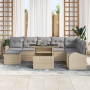 Conjunto de Sofás de Jardín de 9 Piezas con Cojines Beige de