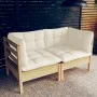2-seater garden sofa with solid cream pine wood cushions by vidaXL, Outdoor sofas - Ref: Foro24-3096010, Price: 154,44 €, Dis...