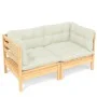 2-seater garden sofa with solid cream pine wood cushions by vidaXL, Outdoor sofas - Ref: Foro24-3096010, Price: 154,44 €, Dis...