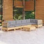 Gartenmöbelset 7 Stück und Kissen graues Kiefernholz von vidaXL, Gartensets - Ref: Foro24-3096399, Preis: 494,25 €, Rabatt: %