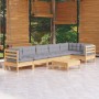 Gartenmöbelset 7 Stück und Kissen graues Kiefernholz von vidaXL, Gartensets - Ref: Foro24-3096399, Preis: 515,97 €, Rabatt: %