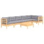 Gartenmöbelset 7 Stück und Kissen graues Kiefernholz von vidaXL, Gartensets - Ref: Foro24-3096399, Preis: 515,97 €, Rabatt: %
