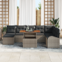 Conjunto de Sofá de Jardín de 9 Piezas con Cojines Gris