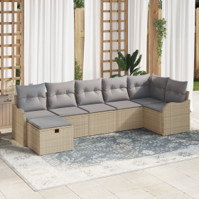 Conjunto de Sofá de Jardín Modular de 7 Piezas con Cojines