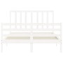 White solid wood bed frame with headboard 140x190 cm by vidaXL, Beds and slatted bases - Ref: Foro24-3193837, Price: 127,96 €...