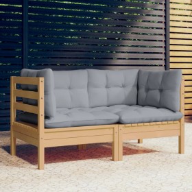 Gartensofa 2-Sitzer mit grauen Kissen massivem Kiefernholz von vidaXL, Outdoor-Sofas - Ref: Foro24-3096009, Preis: 165,59 €, ...