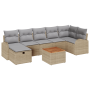 Set de Sofá de Jardín de 8 Piezas con Cojines Beige Rattan Poli