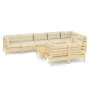 Muebles de jardín 9 pzas y cojines madera maciza de pino crema de vidaXL, Conjuntos de jardín - Ref: Foro24-3096508, Precio: ...