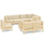 Gartenmöbel 9-teilig und Kissen aus massivem cremefarbenem Kiefernholz von vidaXL, Gartensets - Ref: Foro24-3096520, Preis: 7...