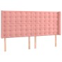 Cama box spring colchón y LED terciopelo rosa 180x200 cm