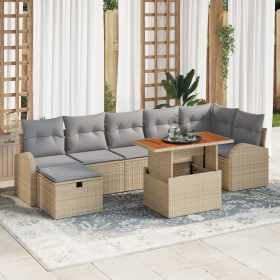 Conjunto de Sofá de Jardín de 8 Piezas con Cojines Beige