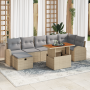 Conjunto de Sofá de Jardín de 8 Piezas con Cojines Beige
