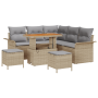 Conjunto de Sofá de Jardín de 8 Piezas con Cojines Beige Rattan