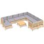 Juego de muebles de jardín 11 pzas y cojines madera de pino von vidaXL, Gartensets - Ref: Foro24-3097036, Preis: 857,33 €, Ra...