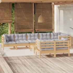 9-piece garden furniture set with solid pine wood cushions by vidaXL, Garden sets - Ref: Foro24-3096507, Price: 658,52 €, Dis...