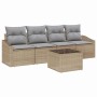 Conjunto de sofá de jardín con cojín 5 pcs Beige y Gris Claro