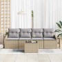 Conjunto de sofá de jardín con cojín 5 pcs Beige y Gris Claro