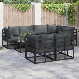 Conjunto de sofá de jardín 7 pcs Negro 283 x 143 x 71 cm