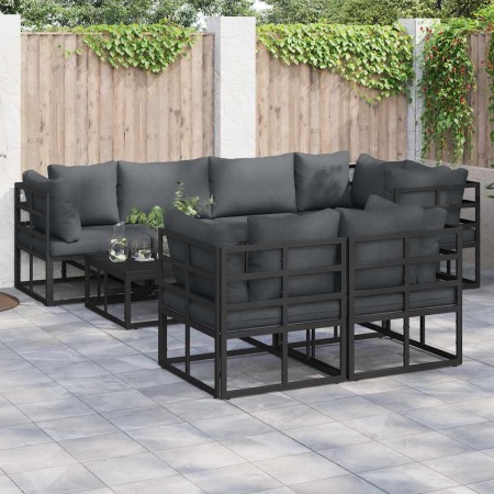 Conjunto de sofá de jardín 7 pcs Negro 283 x 143 x 71 cm