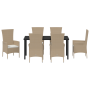 Juego de Comedor de Jardín de 7 Piezas con Cojines Beige de
