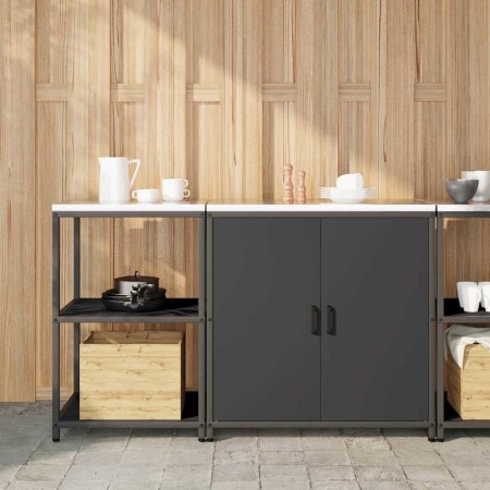 Juego de Almacenamiento de Cocina 2 pcs Negro 150 x 50 x 92 cm