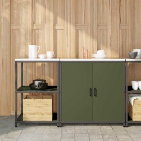 Juego de Almacenamiento de Cocina con estante 2 pcs Verde Oliva