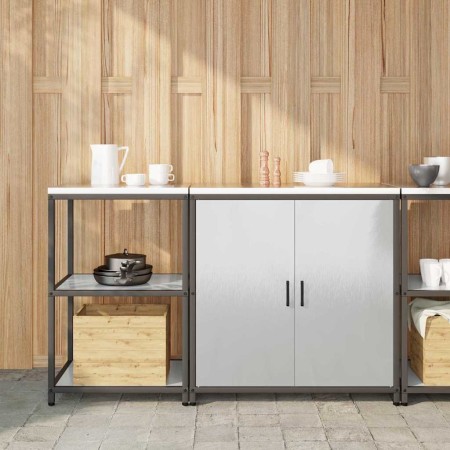 Juego de Almacenamiento de Cocina 2 pcs Plata 150 x 50 x 92 cm